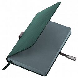 Ежедневник датированный 2026 А5 138x213 мм, BRAUBERG "Inspiration", под кожу, цветной срез, темно-зеленый, 117477