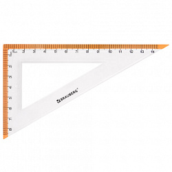Набор чертежный средний BRAUBERG "FRESH ZONE" (линейка 20 см, 2 треугольника, транспортир), оранжевая шкала, 210763
