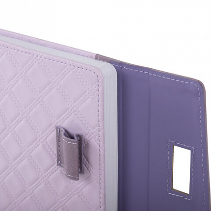 Ежедневник недатированный А5 145х215 мм, BRAUBERG "Stitch", под кожу, магнит, 160 л., сиреневый, 116589