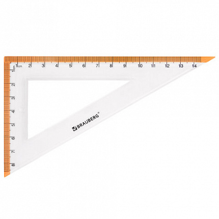 Набор чертежный средний BRAUBERG "FRESH ZONE" (линейка 20 см, 2 треугольника, транспортир), оранжевая шкала, 210763