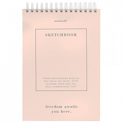 Скетчбук, белая бумага 100 г/м2, 140х201 мм, 60 л., гребень, жёсткая подложка, BRAUBERG ART, Ассорти Beige, 116904