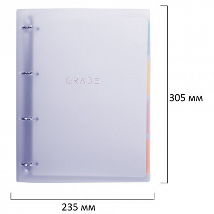 Тетрадь на кольцах БОЛЬШАЯ 305х230мм А4, 120л, пластик, с разделителями, BRAUBERG, Фиолетовый, 404623