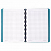 Бизнес-тетрадь на гребне А5 148x218 мм, BRAUBERG "Office PRO", под кожу, клетка, 80 л., бирюзовая, 111043