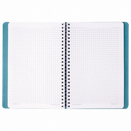 Тетрадь А5 (148x218 мм), BRAUBERG "Office PRO", гибкая, под кожу, гребень, 80 л., бирюзовая, 111043
