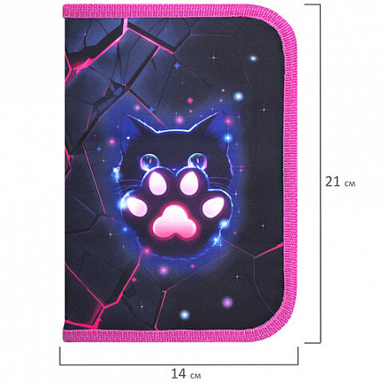 Пенал BRAUBERG, 1 отделение, 1 откидная планка, полиэстер, 21х14 см, "Pink lava", 273522