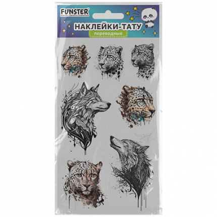 Наклейки-тату переводные "Цветные", 20,5х10 см, ассорти 12 видов, FUNSTER (ФАНСТЕР), 666105