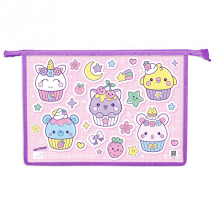 Папка для тетрадей ЮНЛАНДИЯ А4, 1 отделение, картон/пластик, конгрев, на молнии, Sweets, 272133