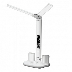 Настольная лампа-светильник беспроводная SONNEN PT-203, органайзер, дисплей, 6 в 1, LED 7 Вт, белый, 238497