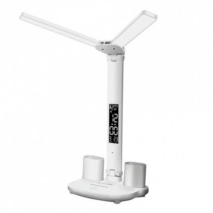 Настольная лампа-светильник беспроводная SONNEN PT-203, органайзер, дисплей, 7 в 1, LED 7 Вт, белый, 238497