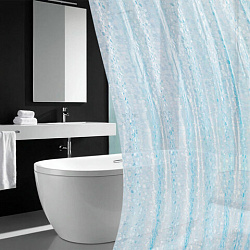 Шторка для ванной EVA, 180х200 см, кольца в комплекте, СИНЯЯ ЛЕДЯНАЯ СВЕЖЕСТЬ, PRIMILA (ПРИМИЛА), 700100