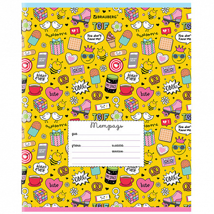 Тетрадь 24 л. BRAUBERG линия, обложка картон, "ЯРКИЙ МИКС", 106488