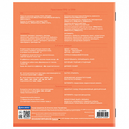 Тетрадь предметная "КОЛОР" 36 л., обложка мелованная бумага, РУССКИЙ ЯЗЫК, линия, BRAUBERG, 405078