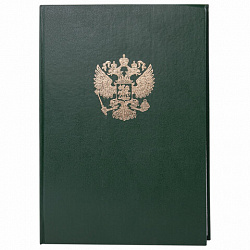 Книга учета 96 л., клетка, твердая, бумвинил, офсет, герб, А4 (200х290 мм), BRAUBERG, зеленая, 130277