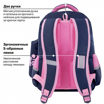 Рюкзак ЮНЛАНДИЯ COMPLETE с пеналом в комплекте, эрго-спинка, "Милая лисичка", 42х29х14 см, 270664