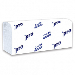 Полотенца бумажные 200 шт., PROtissue (H2) PREMIUM, 1-слойные, белые, КОМПЛЕКТ 28 пачек, 24х21,5 см, Z-сложение, С446