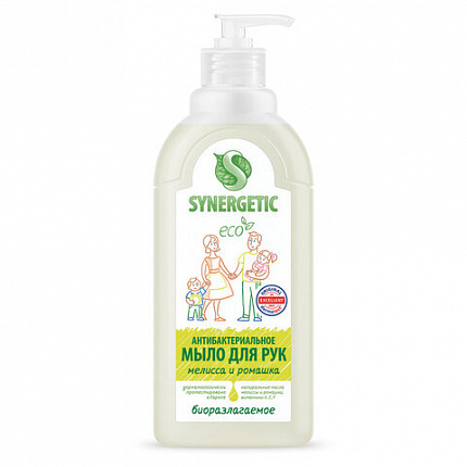 Мыло жидкое антибактериальное 500 мл SYNERGETIC "Мелисса и ромашка", 105061