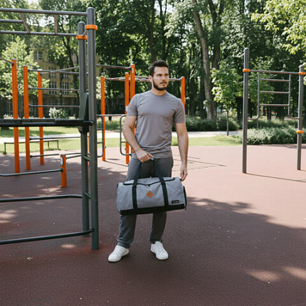 Сумка спортивная HEIKKI MOVE RENOWNED (ХЕЙКИ), отделение для обуви, серая, 28x51x26 см, 273910