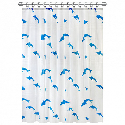 Шторка для ванной PEVA, 180х180 см, кольца в комплекте, дизайн ассорти, МОРЕ, PRIMILA (ПРИМИЛА), 700074