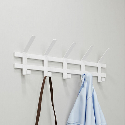 Вешалка настенная "Торонто-5", 168х580х85 мм, 5 крючков, металл, белая, ВНТ5 Б