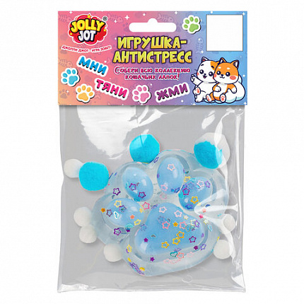 Игрушка-антистресс "КОШАЧЬЯ ЛАПКА С ПОМПОНАМИ", 7х6 см, ассорти 4 цвета, дисплей, JOLLY JOT (ДЖОЛЛИ ДЖОТ), 665774