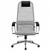 Кресло офисное МЕТТА "SU-B-8" хром, ткань-сетка, сиденье мягкое, светло-серое
