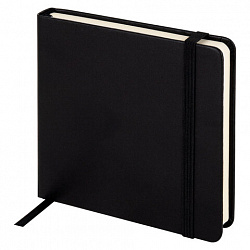 Скетчбук, слоновая кость+белая 140 г/м2, 120х120 мм, 80 л., КОЖЗАМ, резинка, BRAUBERG ART CLASSIC, черный, 116872