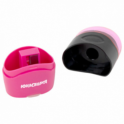 Точилка с контейнером и ластиком ЮНЛАНДИЯ "ДВА В ОДНОМ", яркие цвета ассорти, 272510