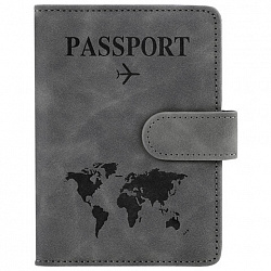 Обложка для паспорта и документов с защитой от считывания, 9 карманов, магнит, экокожа, серо-голубая, BRAUBERG, 238756