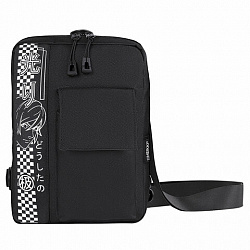 Сумка на плечо HEIKKI TORRENT (ХЕЙКИ) с карманом, "Anime face", черная, 25х18х3 см, 272637