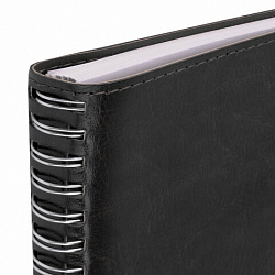 Бизнес-тетрадь на гребне А5 148x218 мм, BRAUBERG "Office PRO", под кожу, клетка, 80 л., чёрная, 111046