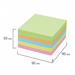 Блок для записей в боксе, 9х9х5 см, плотность 80 г/м2, цветной, BRAUBERG, 122226