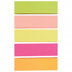 Закладки клейкие неоновые STAFF бумажные, 50х14 мм, 250 штук (5 цветов х 50 листов), 129359