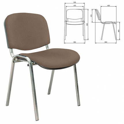Стул для персонала и посетителей "ИЗО", хромированный каркас, ткань бежевая С-39