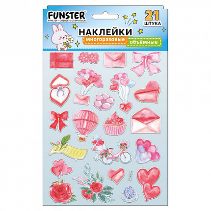 Наклейки объемные "Вдохновение", 19х15 см, ассорти 12 видов, FUNSTER (ФАНСТЕР), 666088