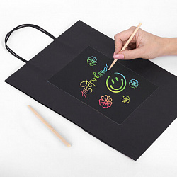 Пакет подарочный КОМПЛЕКТ 7 штук, 26x13x32 см, скретч-слой + стилус, "Black Kraft", ЗОЛОТАЯ СКАЗКА, 591970