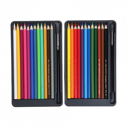 Карандаши цветные акварельные художественные KOH-I-NOOR "Mondeluz", 24цв., кисть, точилка, европодвес 3711/24, 3711024003KZ