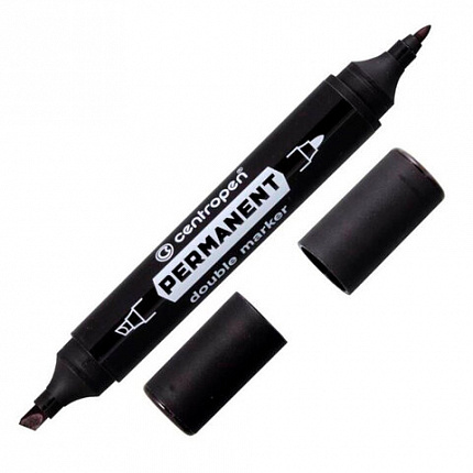 Маркер перманентный двусторонний CENTROPEN 1666, ЧЕРНЫЙ, круглый/скошенный, 1/1-4 мм, 616660112