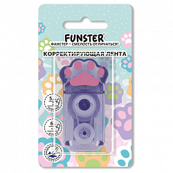 Корректирующая лента FUNSTER (ФАНСТЕР) "Кошачьи лапки", 5 мм х 6 м, ассорти, блистер, 274661