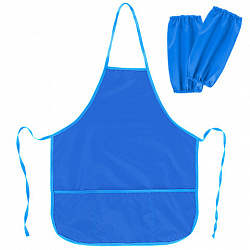 Фартук с нарукавниками для уроков труда ПИФАГОР, 3 кармана, увеличенный размер, 45x60 см, синий, 273746