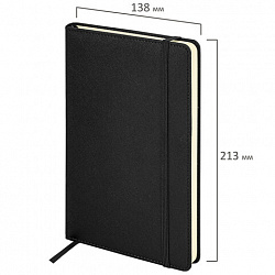 Ежедневник недатированный А5 138х213 мм, BRAUBERG "Base", под кожу, 160 л., черный, 116255