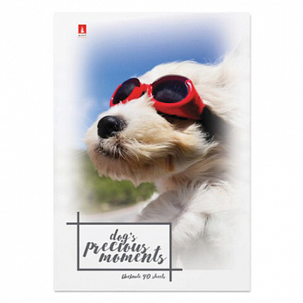 Блокнот А7, 40 л., скоба, ламинированный картон, клетка, Альт, "Щеночки", (4 вида), 3-40-107