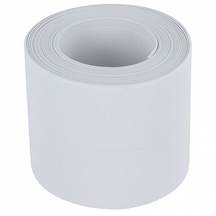 Клейкая лента бордюрная для ванны и кухни 60 мм х 3,2 м, белая, акриловая основа, WBZ (ВБЗ), 700429